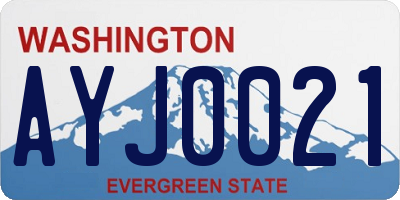 WA license plate AYJ0021