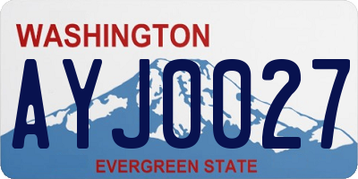 WA license plate AYJ0027