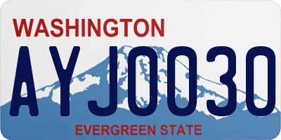 WA license plate AYJ0030