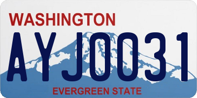 WA license plate AYJ0031