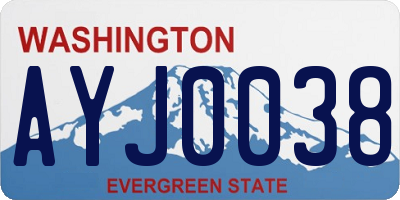 WA license plate AYJ0038