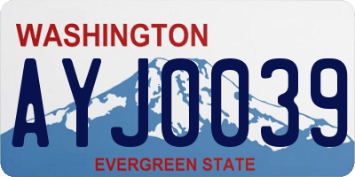 WA license plate AYJ0039