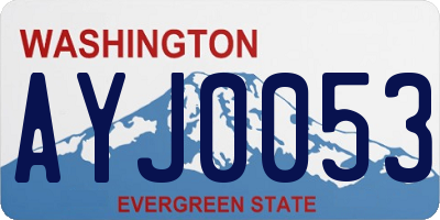 WA license plate AYJ0053
