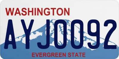 WA license plate AYJ0092