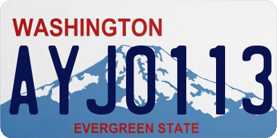 WA license plate AYJ0113