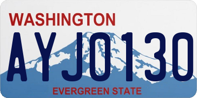 WA license plate AYJ0130