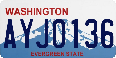 WA license plate AYJ0136