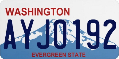 WA license plate AYJ0192