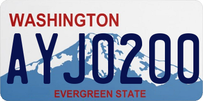 WA license plate AYJ0200