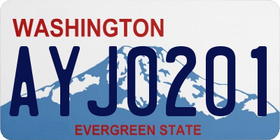 WA license plate AYJ0201