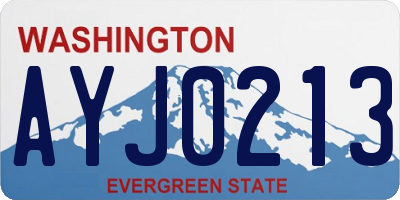 WA license plate AYJ0213