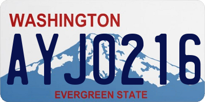 WA license plate AYJ0216