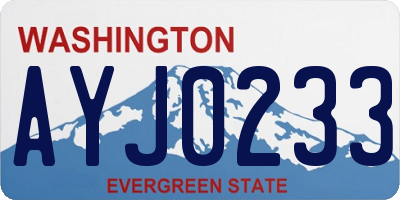 WA license plate AYJ0233