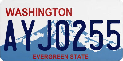 WA license plate AYJ0255