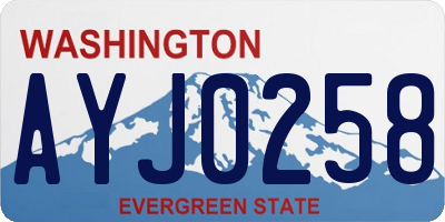 WA license plate AYJ0258