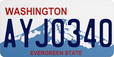 WA license plate AYJ0340