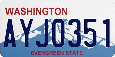 WA license plate AYJ0351