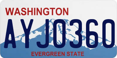 WA license plate AYJ0360