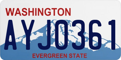 WA license plate AYJ0361