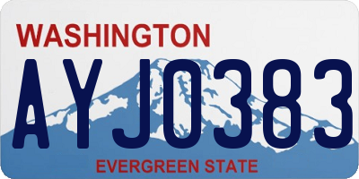 WA license plate AYJ0383