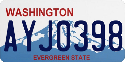 WA license plate AYJ0398
