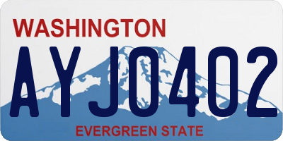 WA license plate AYJ0402