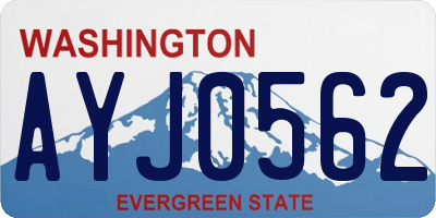 WA license plate AYJ0562