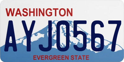 WA license plate AYJ0567
