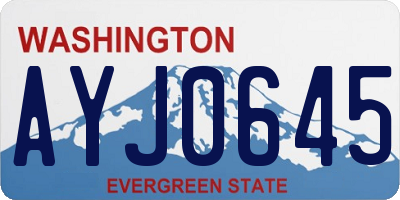 WA license plate AYJ0645