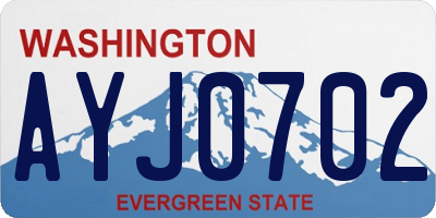 WA license plate AYJ0702