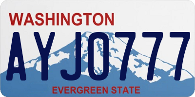 WA license plate AYJ0777