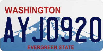 WA license plate AYJ0920