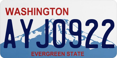 WA license plate AYJ0922