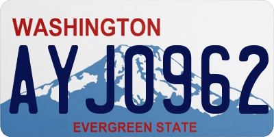WA license plate AYJ0962