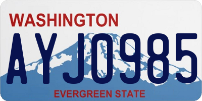 WA license plate AYJ0985