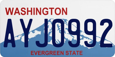 WA license plate AYJ0992