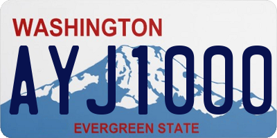 WA license plate AYJ1000