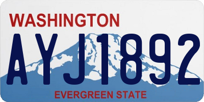 WA license plate AYJ1892