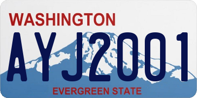 WA license plate AYJ2001