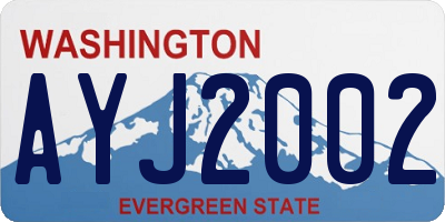 WA license plate AYJ2002