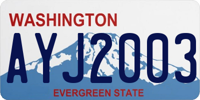 WA license plate AYJ2003