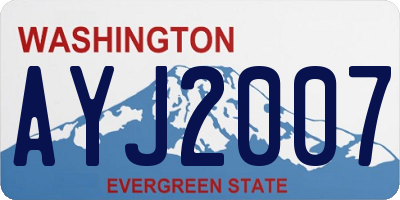 WA license plate AYJ2007