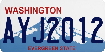 WA license plate AYJ2012