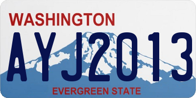 WA license plate AYJ2013