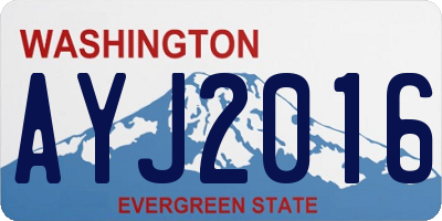 WA license plate AYJ2016