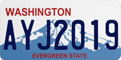 WA license plate AYJ2019
