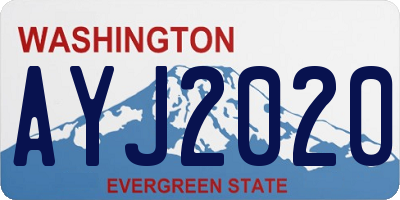 WA license plate AYJ2020