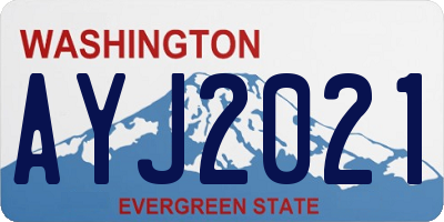 WA license plate AYJ2021