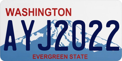 WA license plate AYJ2022