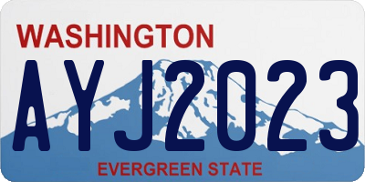 WA license plate AYJ2023